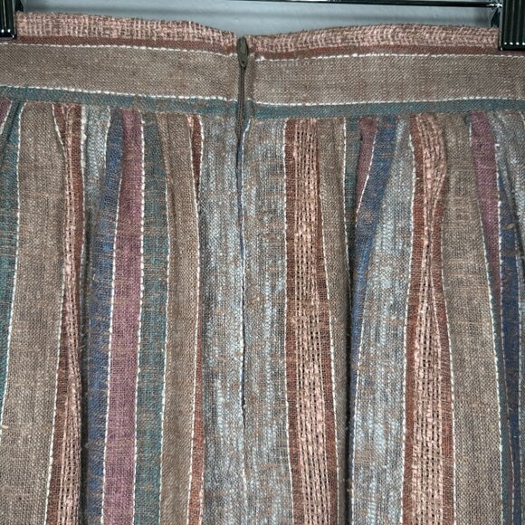 Vintage 70s Claude Brown Earthy Woven Bohemian Striped Skirt | XXS/XS - Picture 7 of 8
